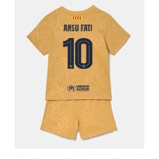 Barcelona Ansu Fati #10 Bortedraktsett Barn 2022-23 Kortermet (+ korte bukser)
